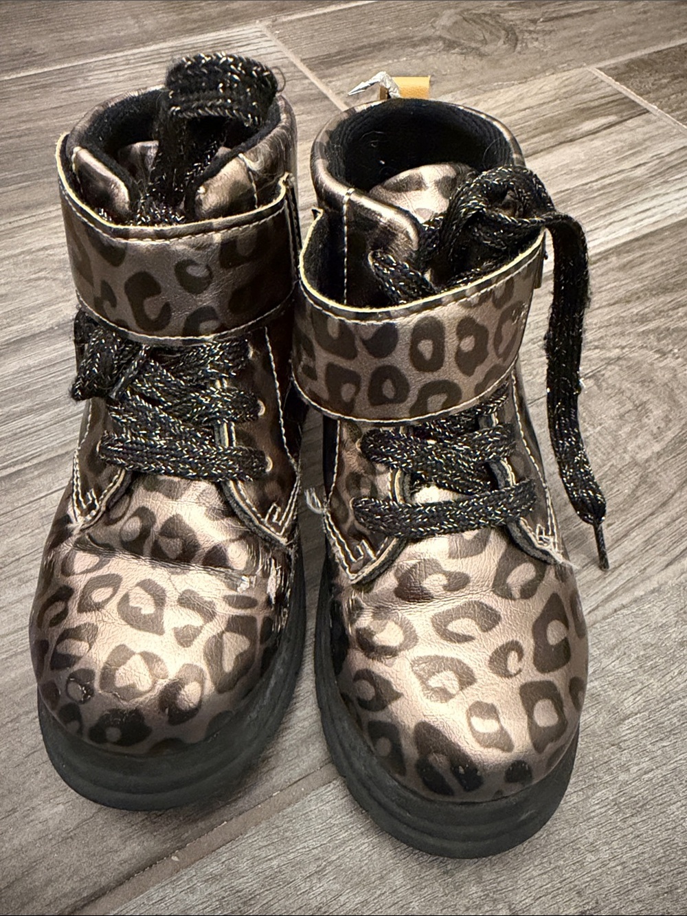 OshKosh B'gosh Metallic Leopard Print Kids High-Top Boots - Brown/Black